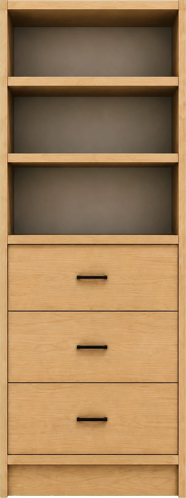 Modular closet bay 3-shelves-3-drawers 2D visualization